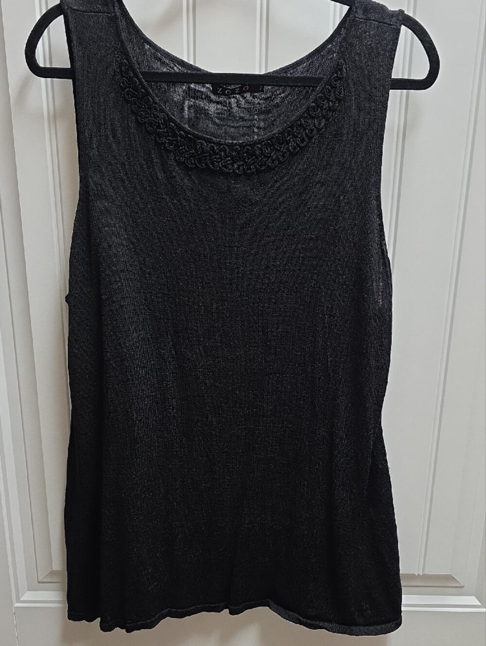 Zozo Women's Black Sleeveless Embellished Neck Tank 2X